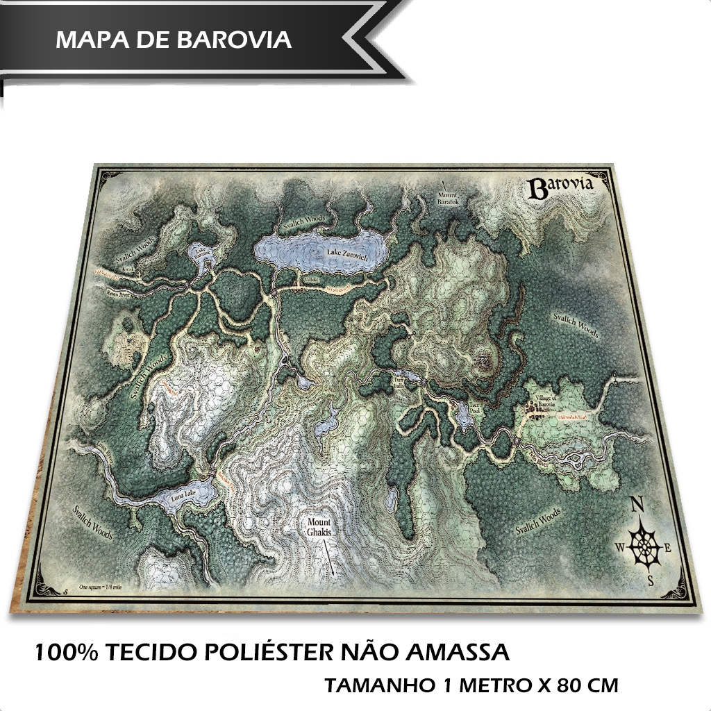 MAPA DA REGIÃO DE BAROVIA RPG EM TECIDO MALDICÃO DE STRAHD