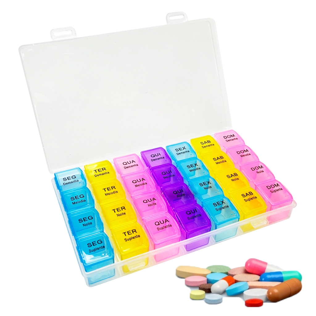 Porta Comprimido Organizador De Remédios Semanal e Mensal