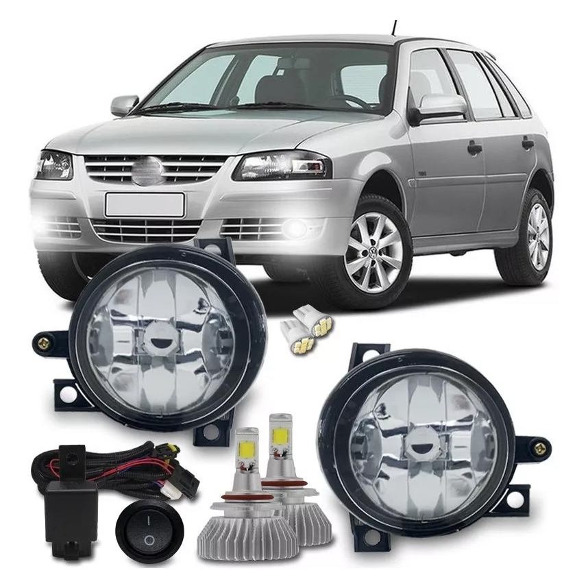 Kit Farol Milha Auxiliar Gol Saveiro Parati G4 + Super Led H3 6k ...