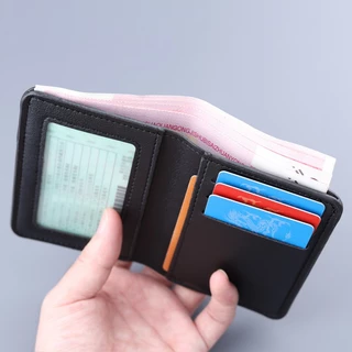 Masculina Ultra Fina Vertical Pequena Porta Cartão Anti-desmagnetização Carteira Preto