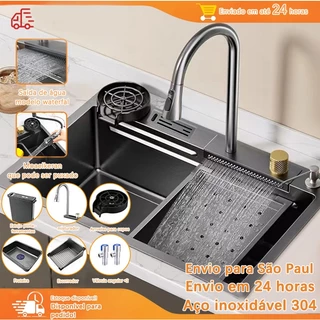 Cuba Cascata Gourmet Premium Torneira Lavador Copos Completa-preto
