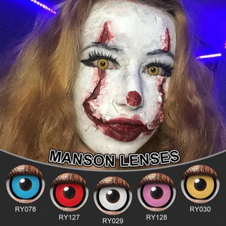 Pseyeche Branco Marilyn Manson Cosplay Lentes De Contato Anual Uso festa de Halloween 1 Par
