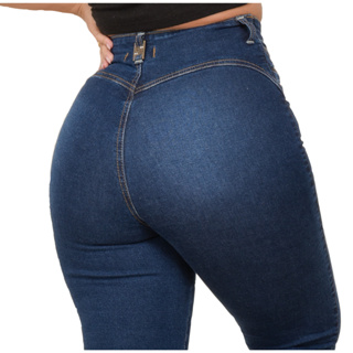 Calça Jeans Feminina Sem Bolso Traseiro Empina Bumbum