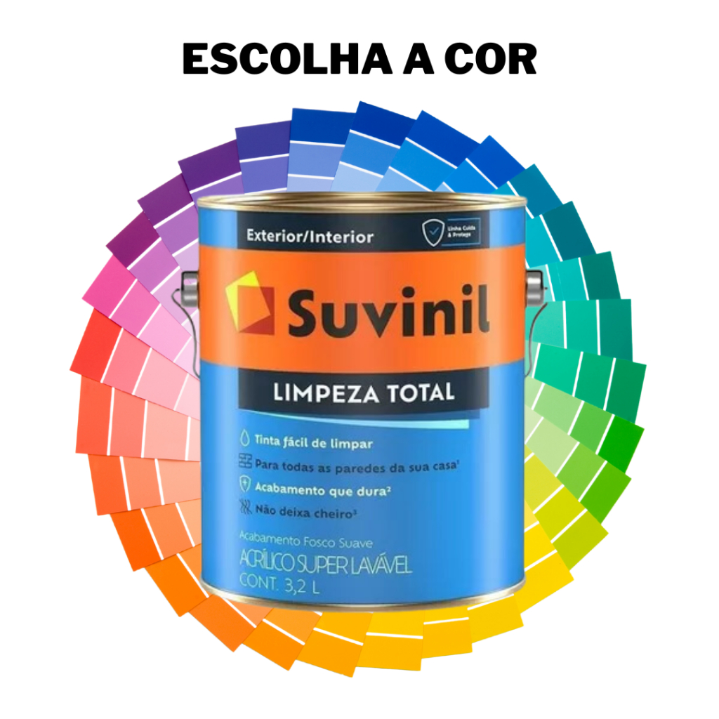 Tinta Parede Lavável 3,2l Fosco Suave Limpeza Total Escolha A Cor ...