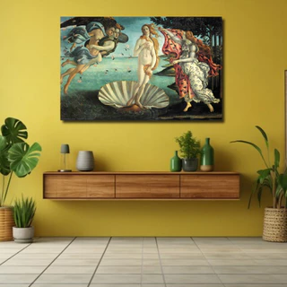 Quadro Tela Acetinada O nascimento de Vênus por Sandro Botticelli Obra de arte Renascentista Afrodite