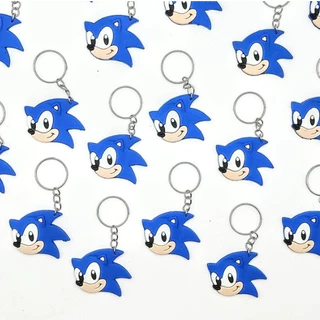 Chaveiro Sonic Borracha 10un Lembrancinha Festa Aniversário Tema Menino