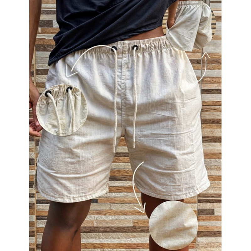 Short De Linho Masculino Básico Mauricinho Alta Qualidade Com 2 bolsos Frontais