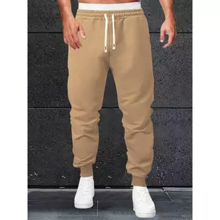 Calça Moletom Bege Confortavel Liso Academia Esportes Treino Escola