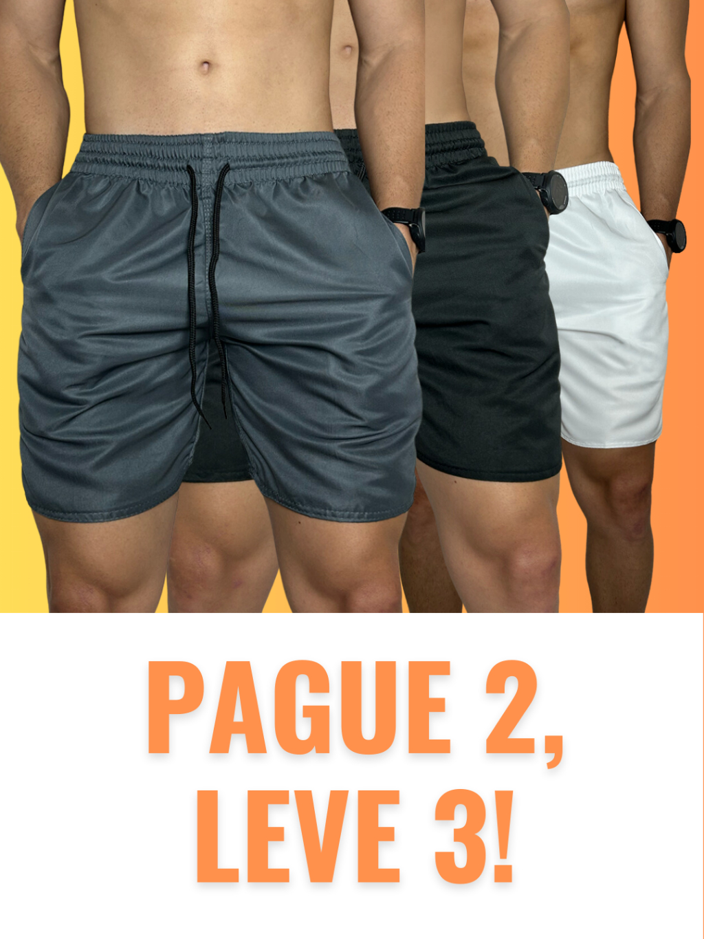 Kit 3 Short Mauricinho Masculino Tactel Grosso Bermuda Lisa