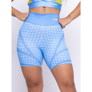 Short Fitness Feminino Estampado Geofusion Suplex Bermuda Cintura Alta