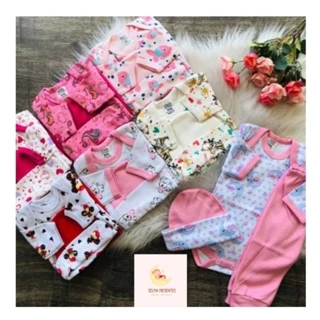 kit enxoval 12 peças de roupa para bebê menina 100% algodão RN,P,M ou G - roupa de bebê feminina