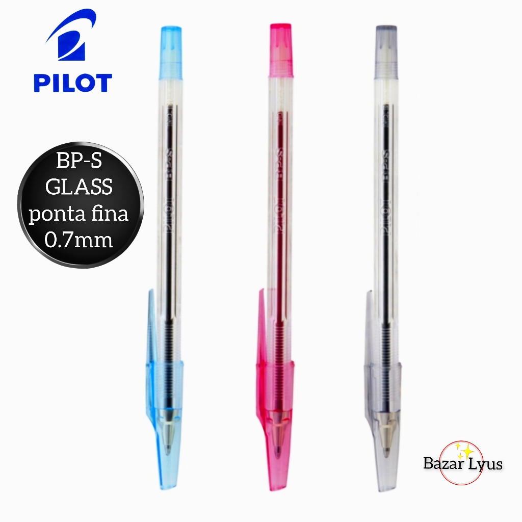 Caneta esferográfica Ponta Fina 0.7mm BPS GLASS - Pilot | Shopee Brasil