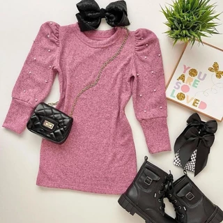 vestido de lanzinha infantil de inverno bem estiloso e perfeito para o frio TAM. 2 ao 16