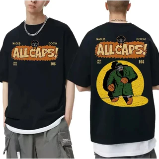Camiseta Unissex All Caps Streetwear T-shirt Rapper MF Doom Confortável De Algodão
