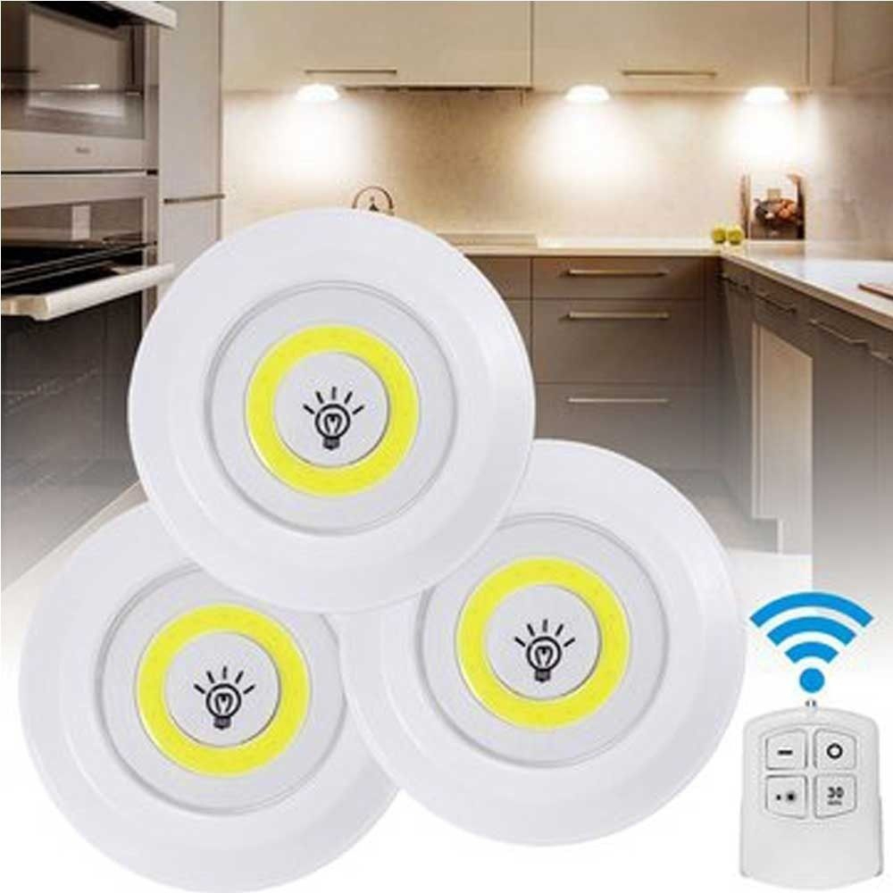 Jnlvariedades Kit 3 lâmpadas Led Spot Sem Fio Controle Remoto Branco Frio