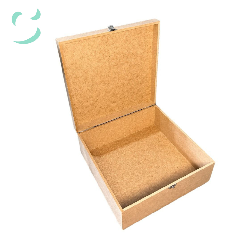 Caixa com fecho 30x30x12 quadrada em mdf cru