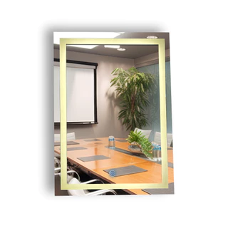 Espelho Retangular JATEADO 60x40cm com LED e TOUCH SCREEN, Lapidado, banheiro, decoração, salão, maquiagem