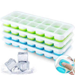 Kit 4 Formas de Gelo Cubo Multiuso Rígida com Fundo em Silicone Flexível de Retirar