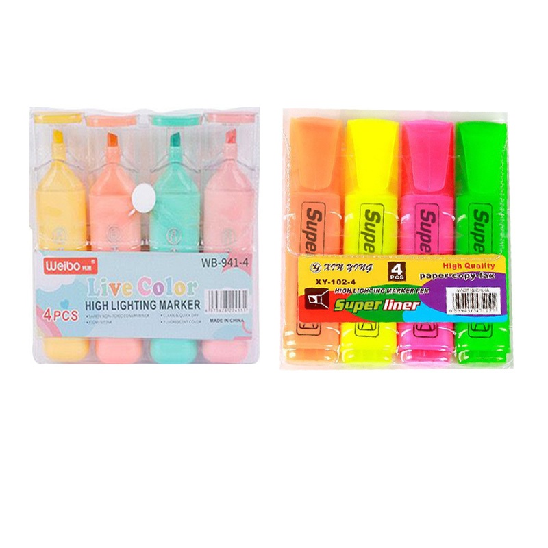 Kit Marca Texto 8 cores (4 Neon + 4 pastel)