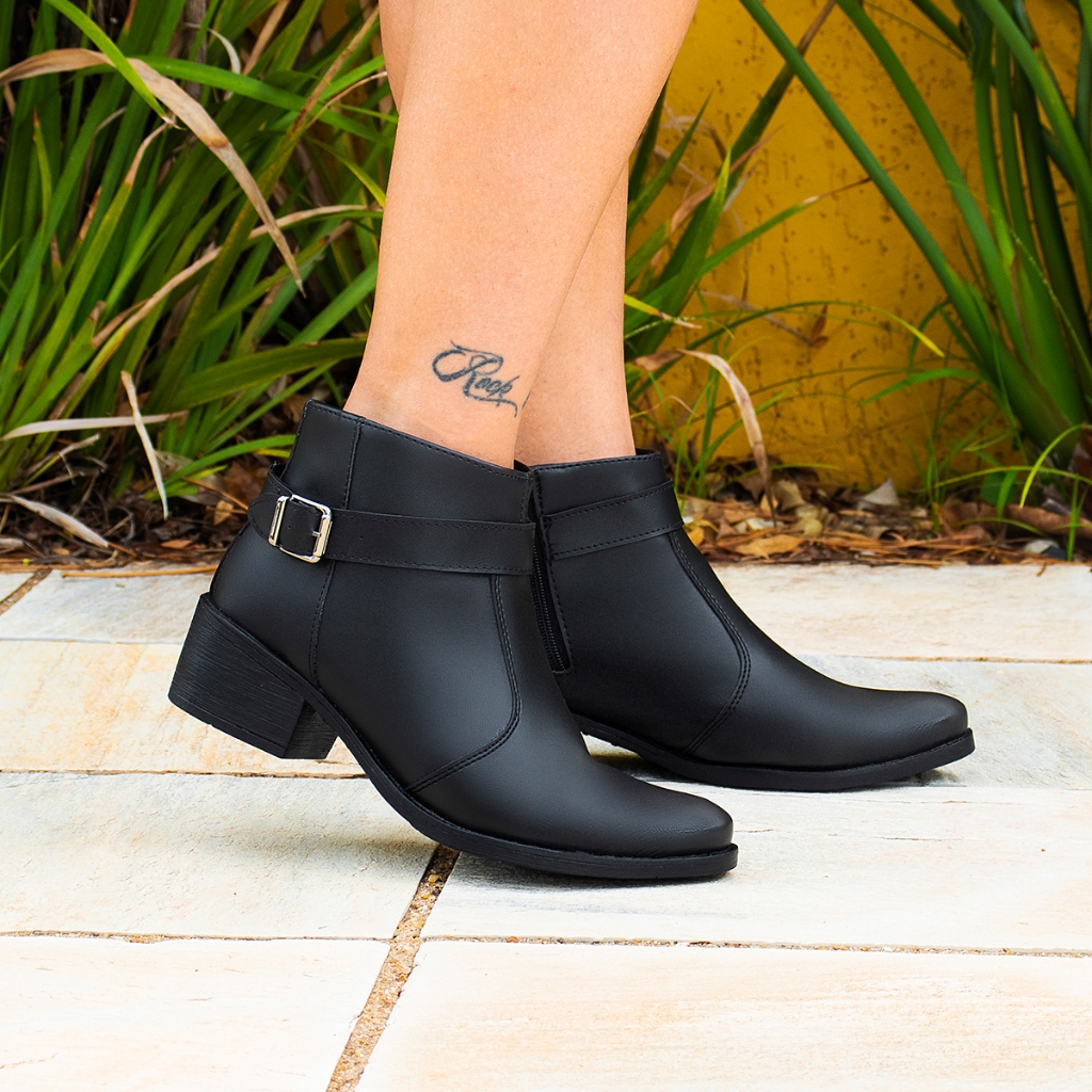 Bota feminina cano curto fashion promoção