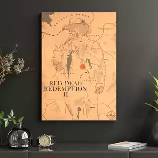 Quadro Decorativo Arthur Morgan - Mapa de Red Dead Redemption