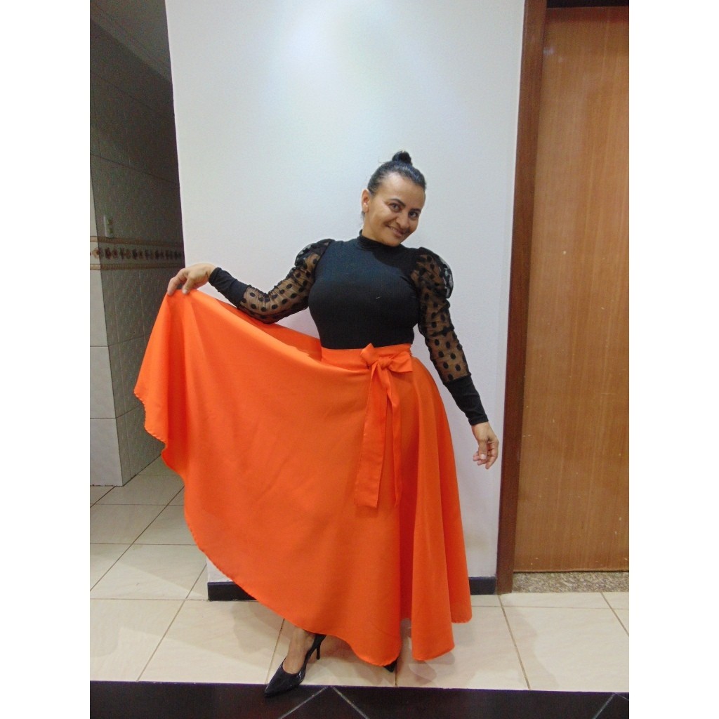 Saia Plus Size Longa Ajustavel Cintura Tamanho até G1
