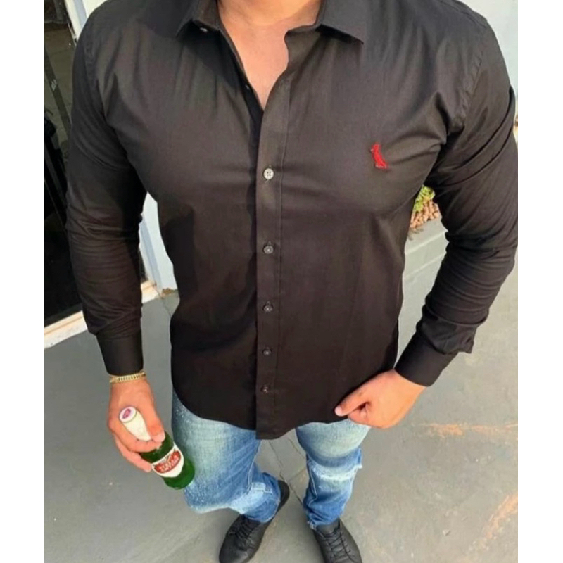 Camisa Social Masculina Reser va Slim Fit Lisa Manga longa