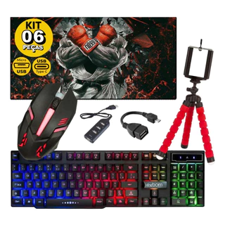 Mobilador Completo Top Teclado Semi Mecanico Mouse Led Mousepad Tapete em Oferta na Shopee