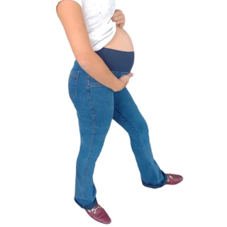 Calça Gestante Jeans Flare Confortável Moda Maternidade