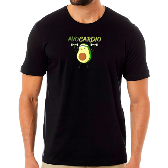 Camiseta Estampada AvoCARDIO Avo Cardio CrossFit Cross Fit Meme Musculação Treino Academia Dia a Dia Camiseta Unissex Manga Curta
