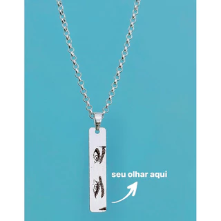 Colar personalizado à laser plaquinha “olhar” banhado à prata 925
