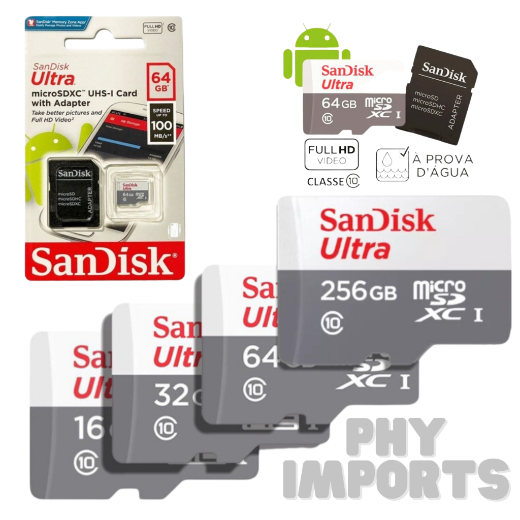 Sandisk Cartão de Memória SD Ultra A1 8GB 16GB 32GB 64GB 128BG 48M/S para celular Microsd Card