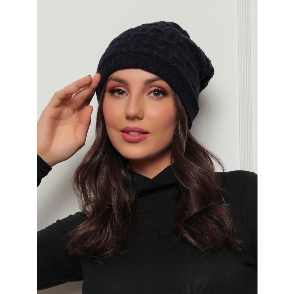 Touca Gorro de Lã Forrada Feminino Adulto Premium Vira Cachecol