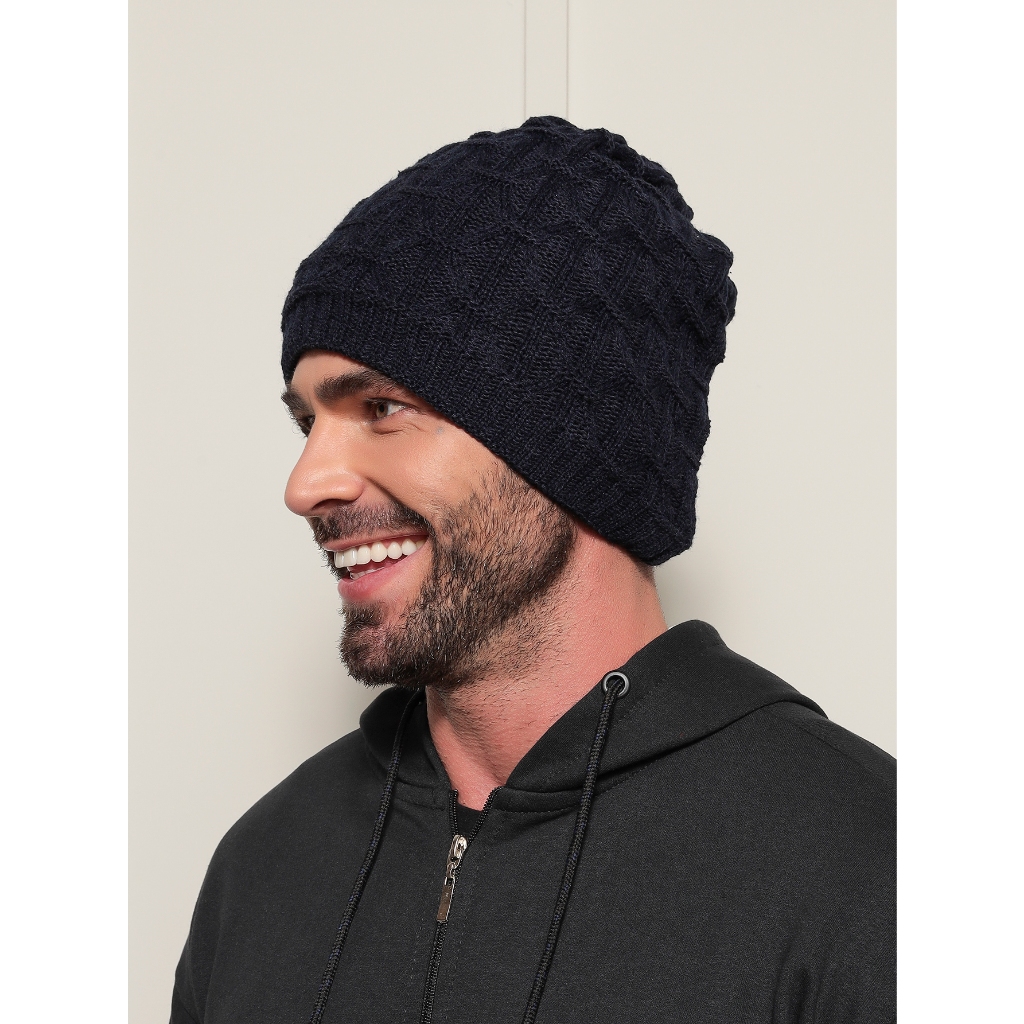 Touca Gorro de Lã Forrada Masculino Adulto Premium Vira Cachecol ...