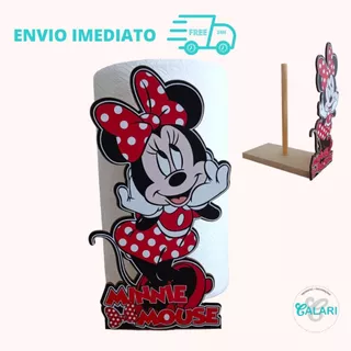 Suporte Papel Toalha Sensorial Cozinha Mdf Porta Rolo de Guardanapo de Mesa Decoração Disney Minnie