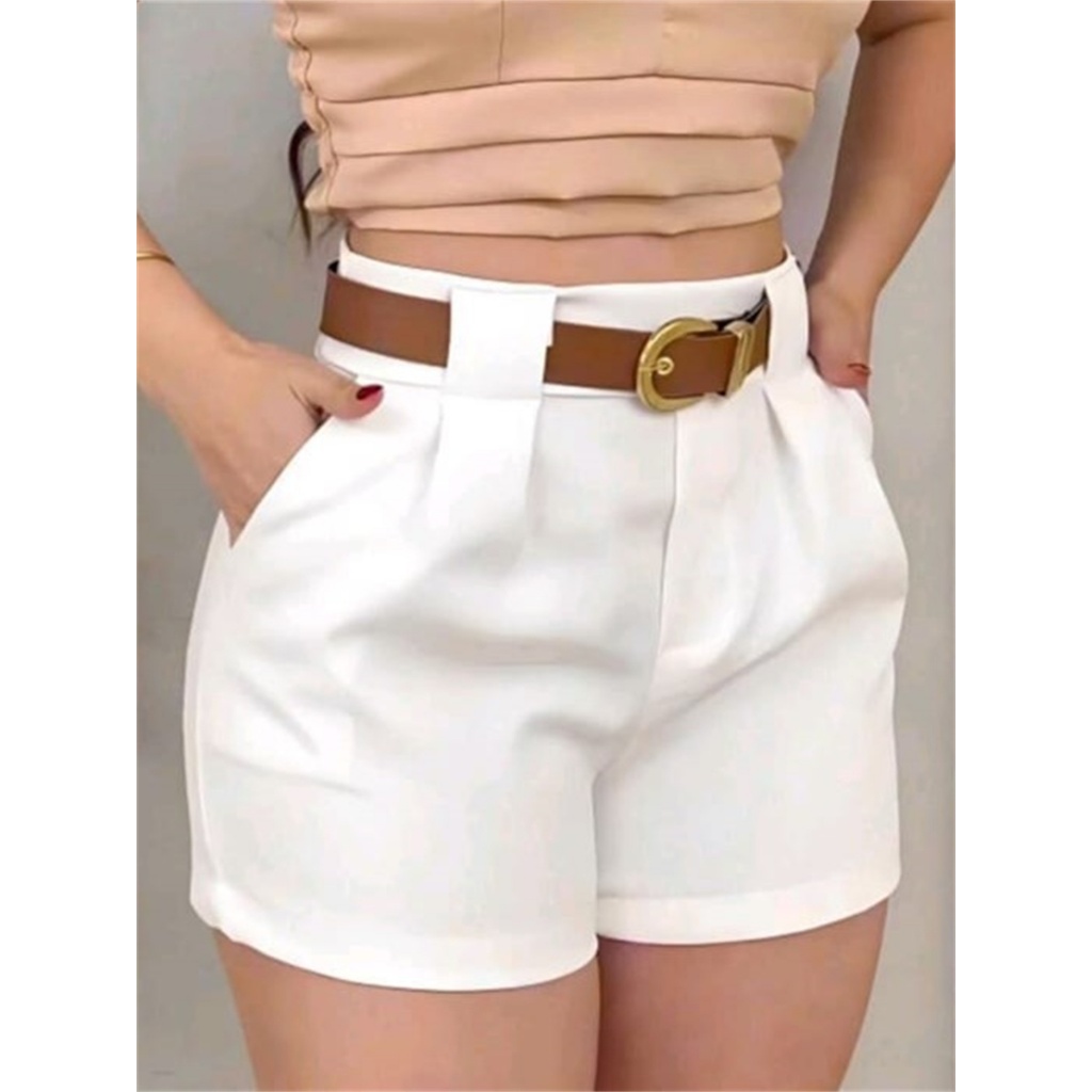 Shorts Feminino Alfaiataria com cinto e bolso