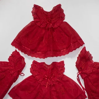 vestido tutu em organza para bebê menina rodado com gola de festa batizado reborn empório da roupa