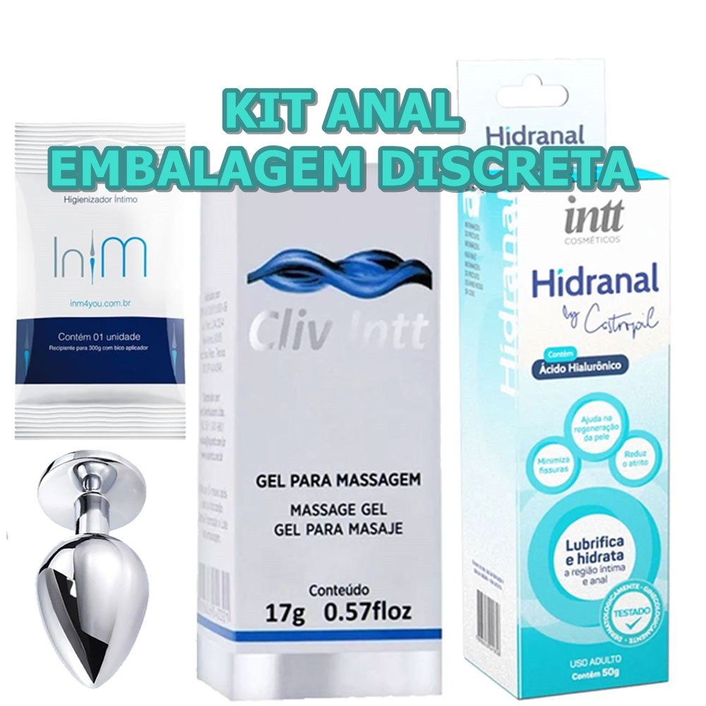 Kit Completo para Sexo Anal Cliv Intt + Hidranal Lubrificante +  Higienizador Íntimo + Plug Anal Metalizado com Pedra | Shopee Brasil