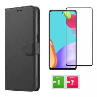 Capa Carteira Flip Preta + Película Para Samsung A14