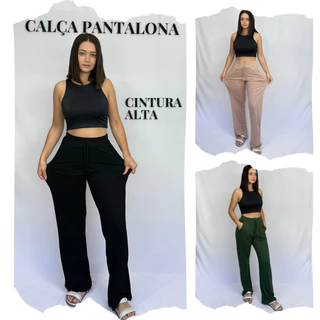 Calça Pantalona Feminina Cintura Alta exclusiva tendência 2024
