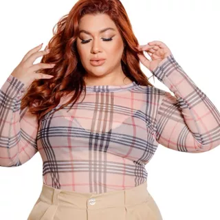 Body Feminino Tule Brilhoso Plus Size Onça Oncinha Estampado Plus Size - Bia