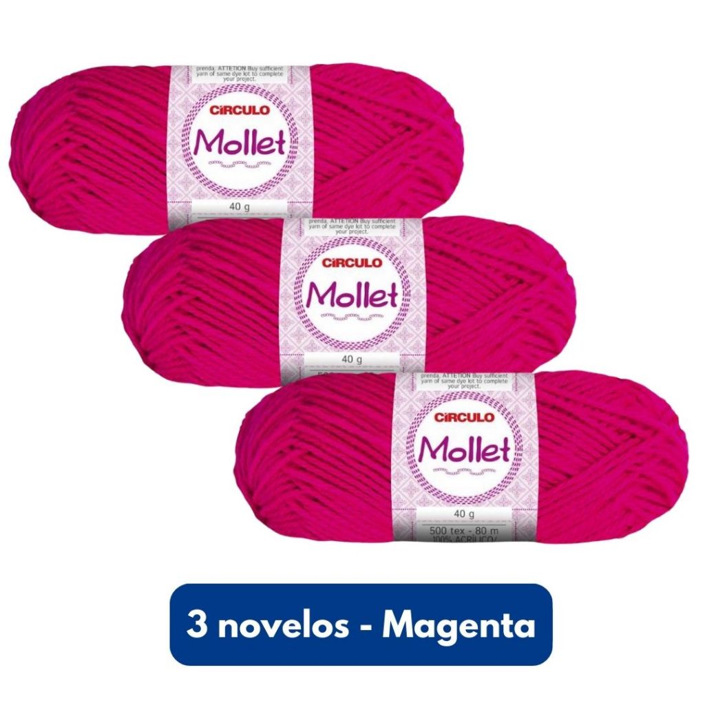 Kit Lã Mollet - 3 novelos com 80m cada - Circulo - Tricô crochê