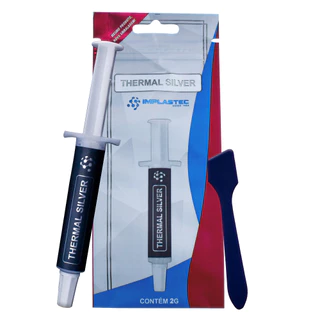 Pasta Térmica De Alta Condutividade Thermal Silver Implastec 2g para PC / CPU / GPU / Processador / Placa de Video / Notebook / Console / Xbox / Playstation