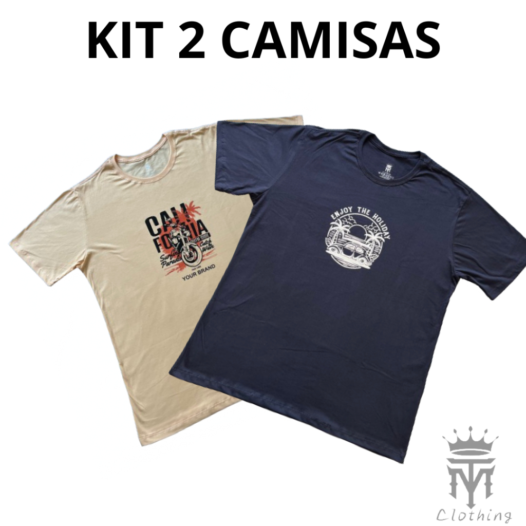 Kit 2 Camisas, Camisetas, Masculinas Plus Size Estampadas Tamanho Grande Especial Lindas Estampas G1 G2 G3 G4 G5 G6