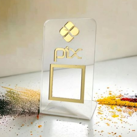 Placa PIX Acrílica QR Code Display de Mesa