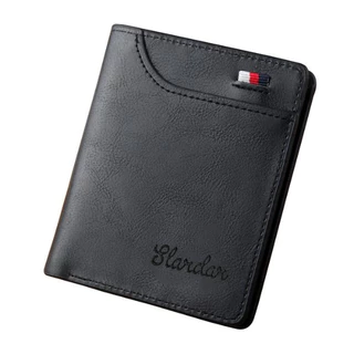Masculina Ultra Fina Vertical Pequena Porta Cartão Anti-desmagnetização Carteira Preto
