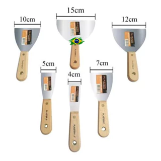 Kit 6 Espátulas De Aço Inox, De 1,5 A 15 Cm Plaster + Celuloide Tigre p/ pintura e gesso