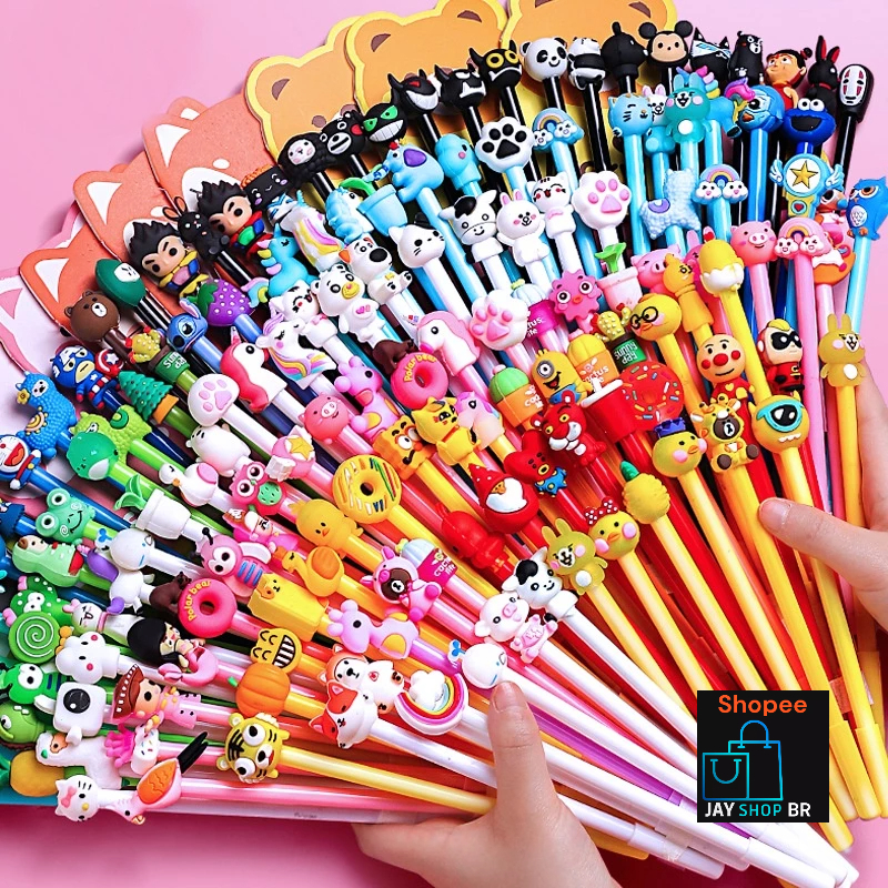 Kit 5/10/15/20pçs Caneta Gel / Esferográfica Vários estilos para escolar estudante escritório