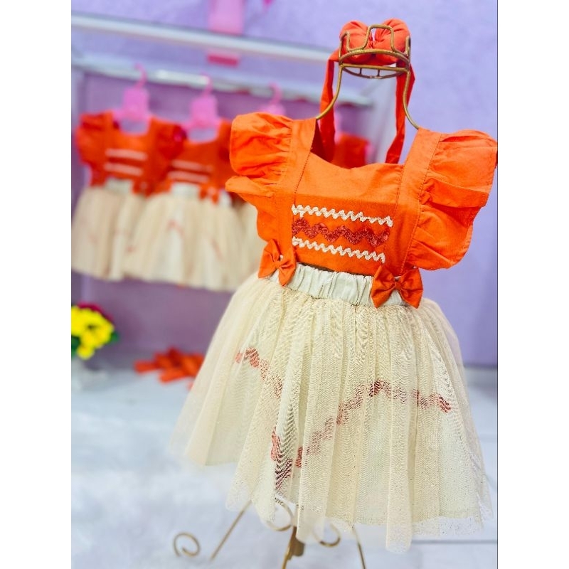 Vestido Salopete Moana -Luxo- Mesversario Aniversario Tematico Infantil Bebe Menina