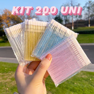 Kit 200 Bastão Glitter Pincel Aplicador Descartável Glitter Gloss e Batom Maquiagem em Oferta na Shopee